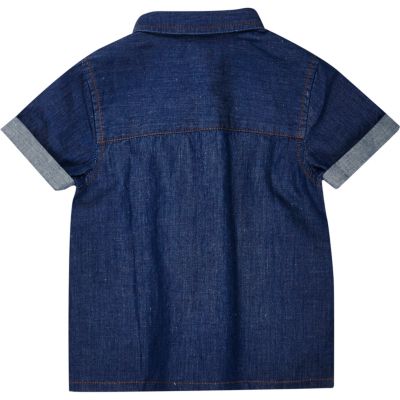 Mini boys blue denim shirt